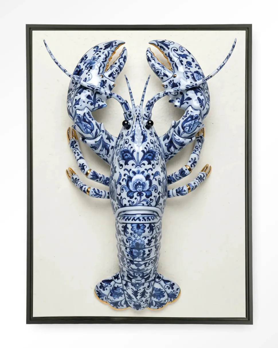 Wandkleed Blue Lobster in maat en frame naar keuze