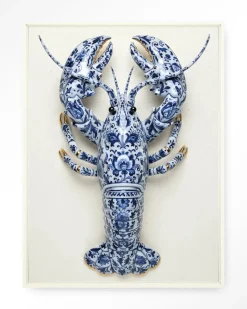 Wandkleed Blue Lobster in maat en frame naar keuze