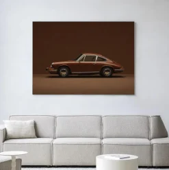 Wandkleed Brown Porsche in maat en frame naar keuze