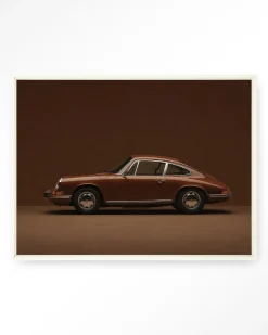 Wandkleed Brown Porsche in maat en frame naar keuze