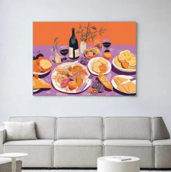 Wandkleed Burgundian Table in maat en frame naar keuze