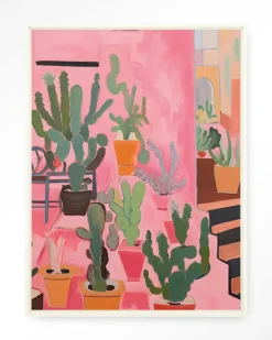 Wandkleed Cactus Party in maat en frame naar keuze