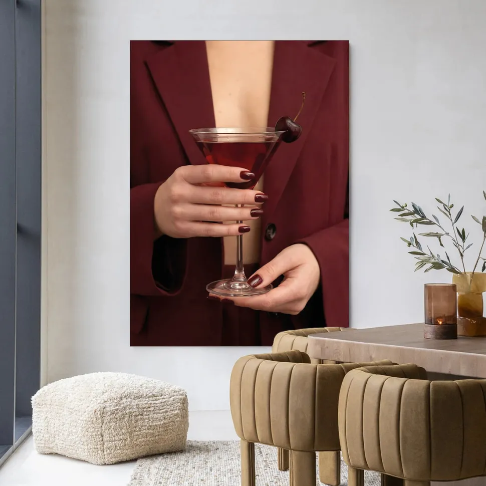 Wandkleed Cherry Martini in maat en frame naar keuze