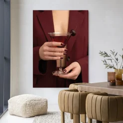 Wandkleed Cherry Martini in maat en frame naar keuze