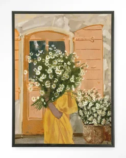 Wandkleed Daisy Lady in maat en frame naar keuze