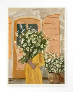 Wandkleed Daisy Lady in maat en frame naar keuze