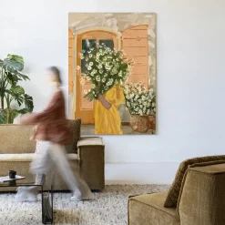 Wandkleed Daisy Lady in maat en frame naar keuze