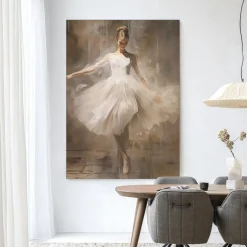 Wandkleed Dancing Ballerina in maat en frame naar keuze