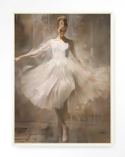 Wandkleed Dancing Ballerina in maat en frame naar keuze