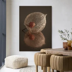 Wandkleed De Reflectie Van Vergankelijkheid In Bruintinten in maat en frame naar keuze