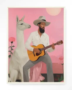 Wandkleed Delilah Lama in maat en frame naar keuze