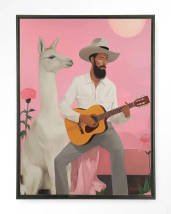 Wandkleed Delilah Lama in maat en frame naar keuze