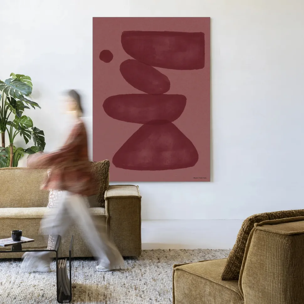 Wandkleed Elementa Burgundy 2 in maat en frame naar keuze