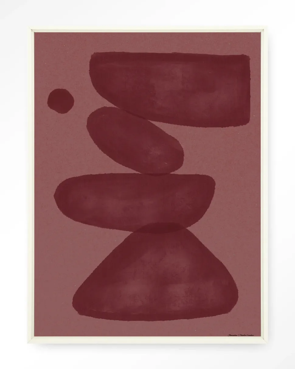 Wandkleed Elementa Burgundy 2 in maat en frame naar keuze