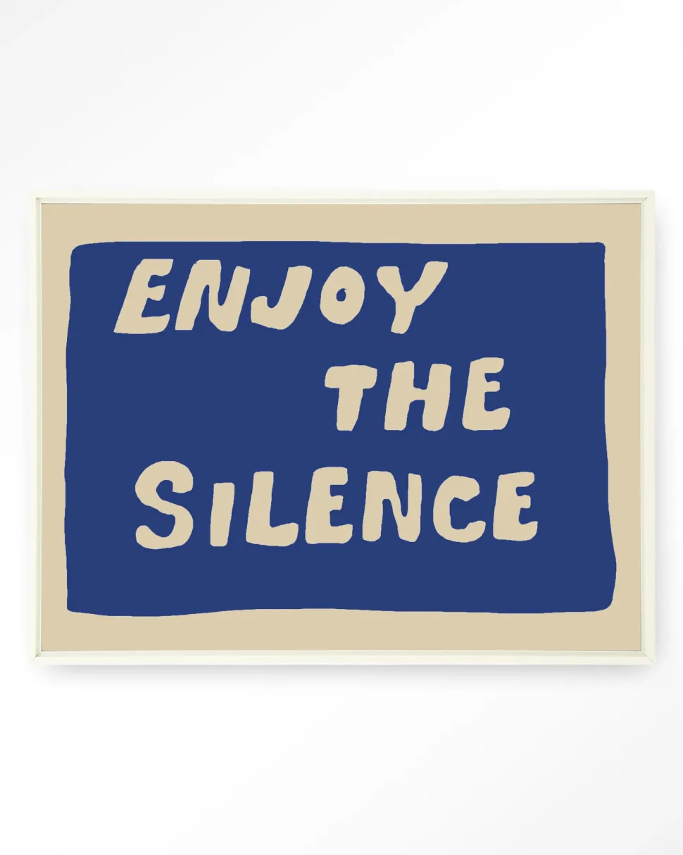 Wandkleed Enjoy The Silence Blue in maat en frame naar keuze