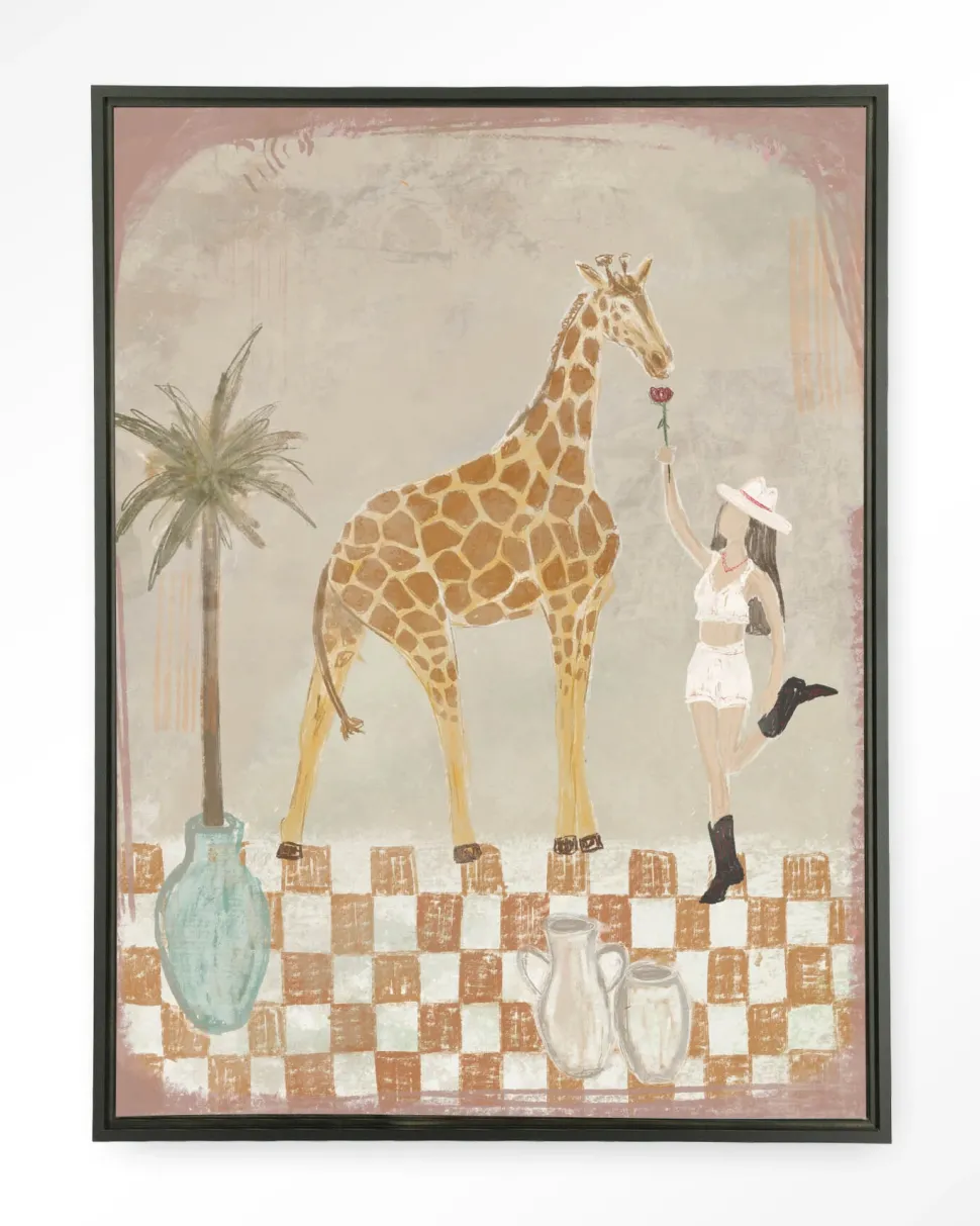 Wandkleed Feeding Rose in maat en frame naar keuze