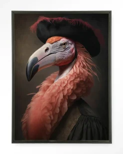 Wandkleed Flamingo in maat en frame naar keuze