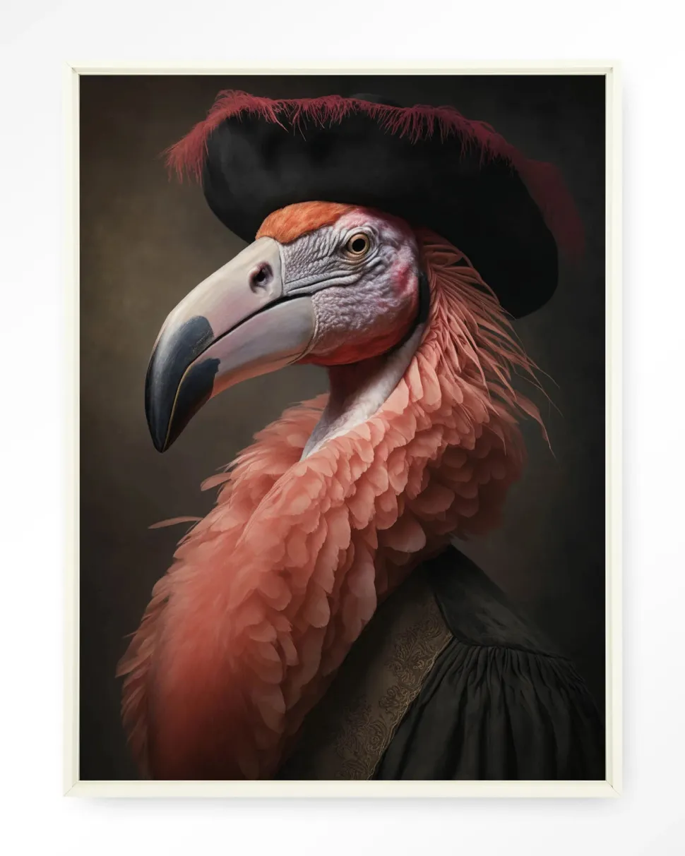 Wandkleed Flamingo in maat en frame naar keuze