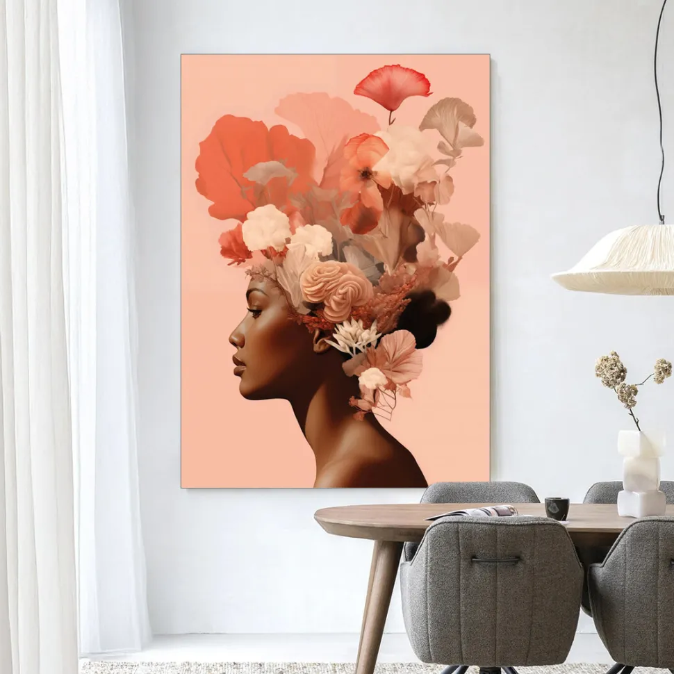 Wandkleed Flower Crown in maat en frame naar keuze