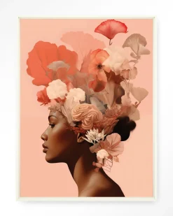 Wandkleed Flower Crown in maat en frame naar keuze