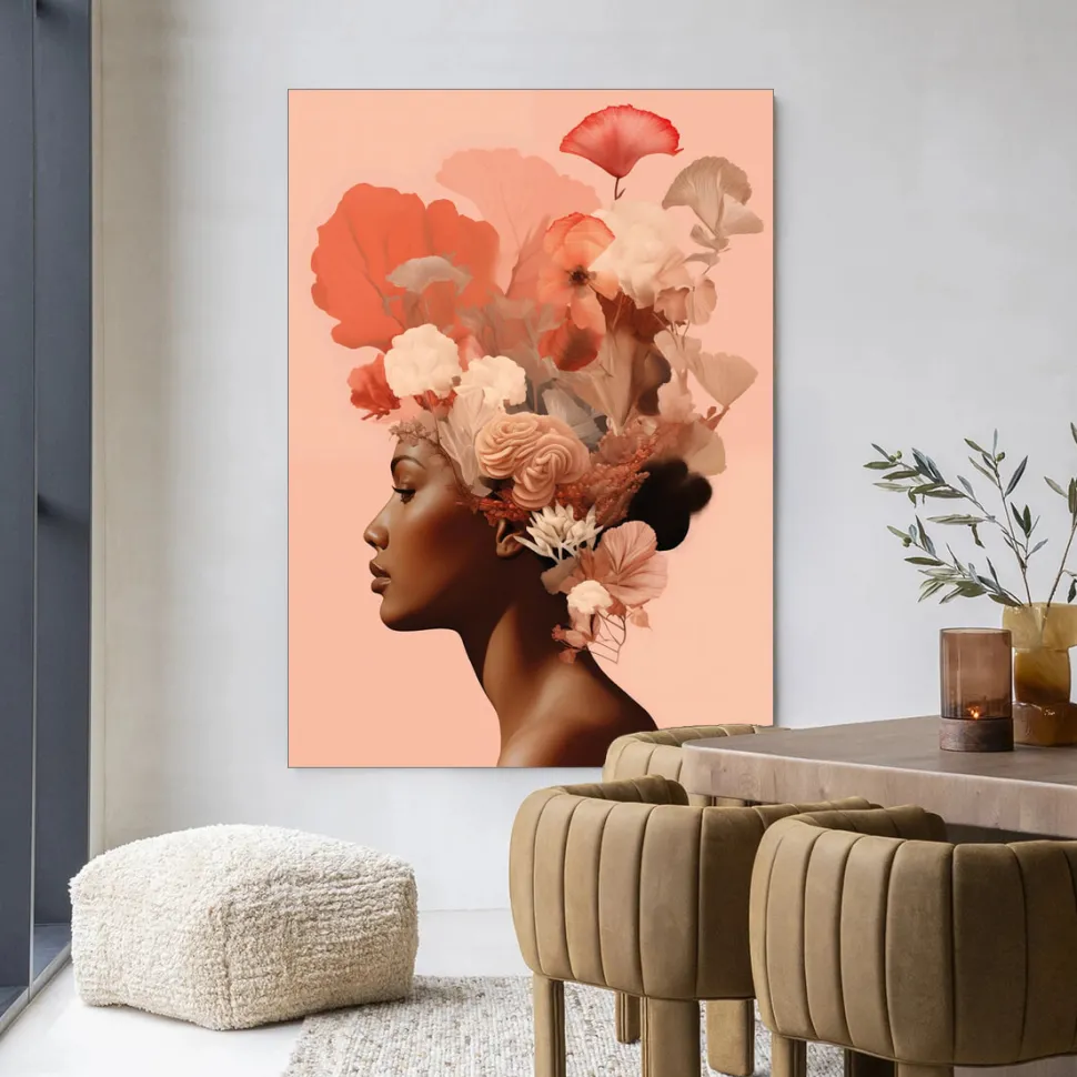 Wandkleed Flower Crown in maat en frame naar keuze