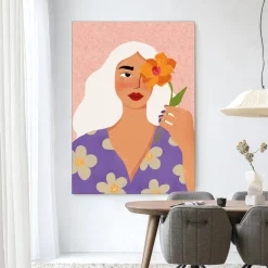 Wandkleed Flower Girly in maat en frame naar keuze