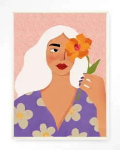 Wandkleed Flower Girly in maat en frame naar keuze