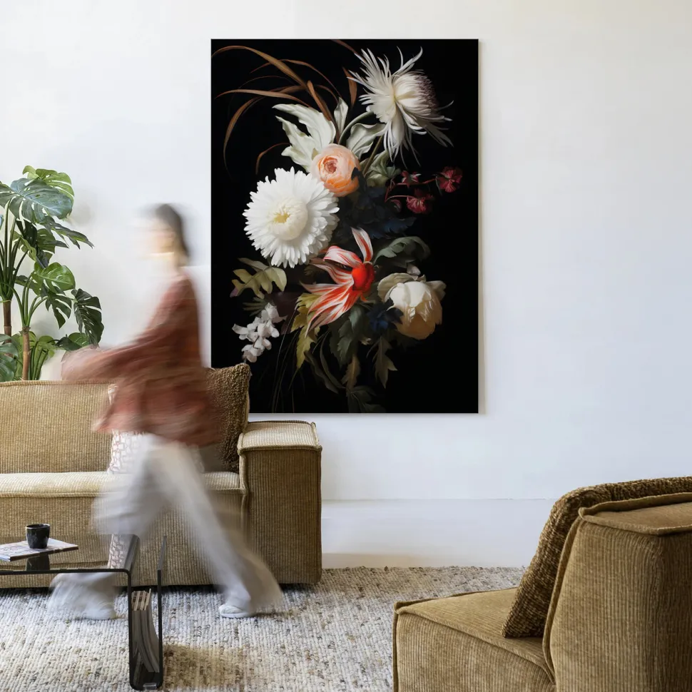 Wandkleed Flower Selection in maat en frame naar keuze