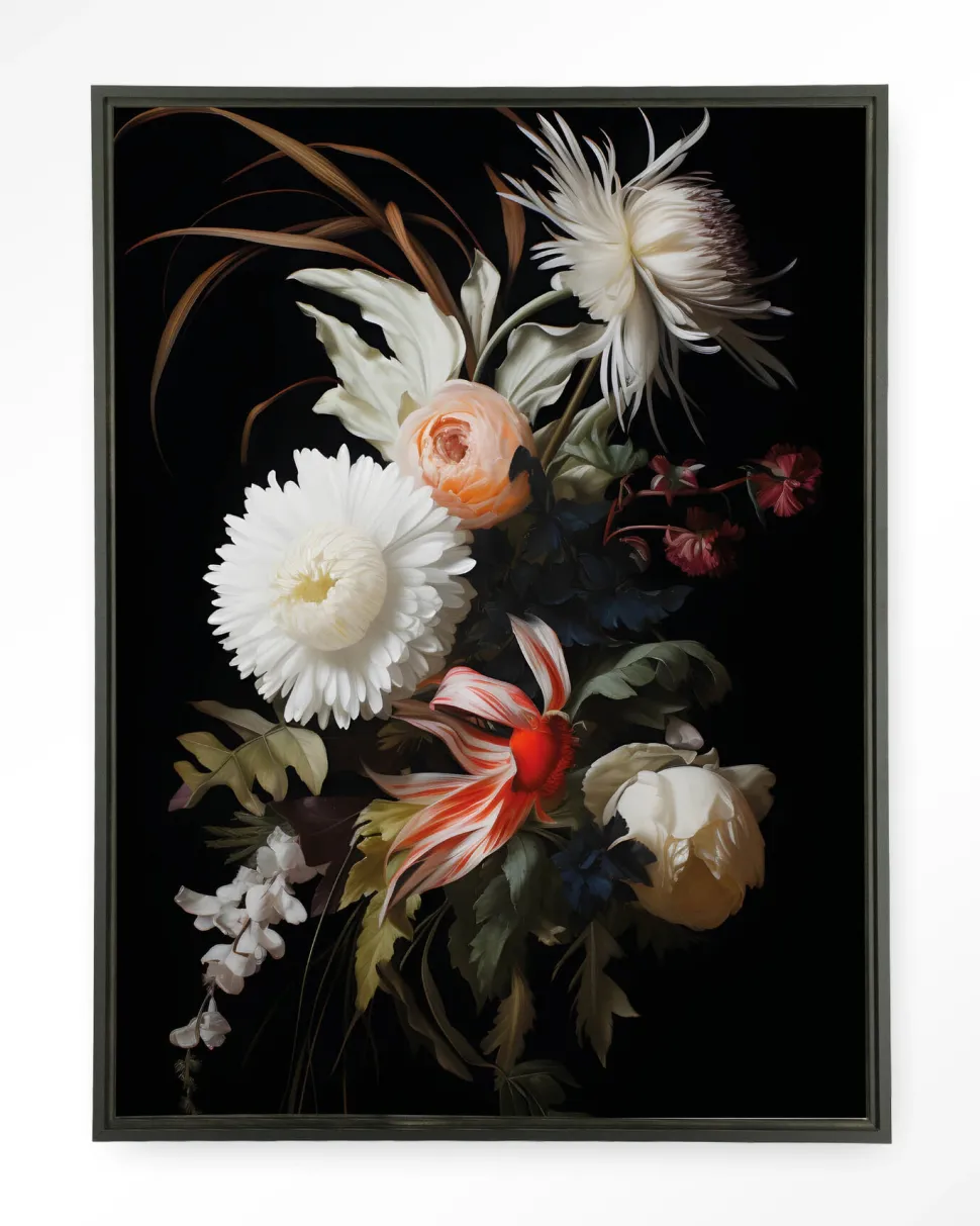 Wandkleed Flower Selection in maat en frame naar keuze