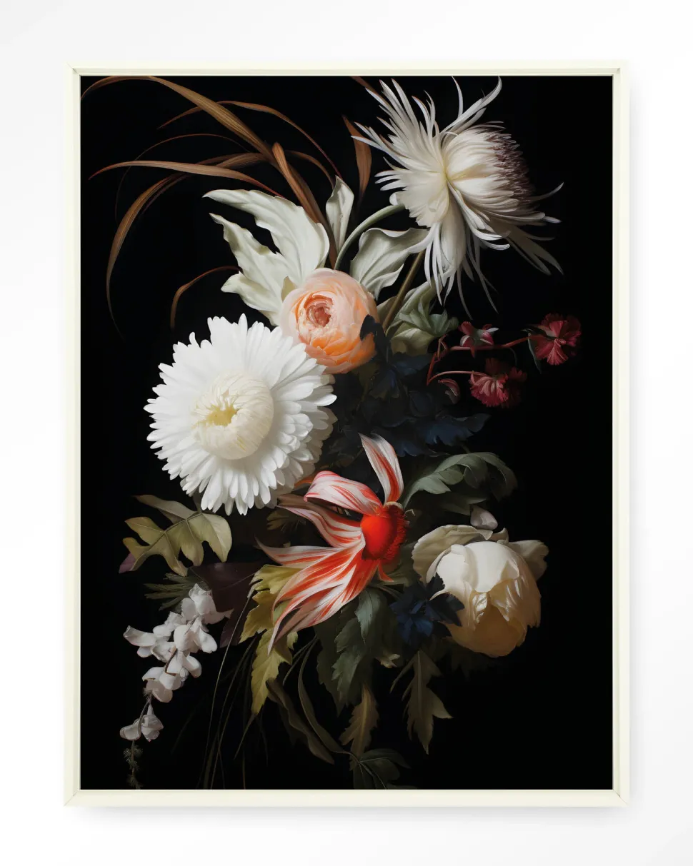 Wandkleed Flower Selection in maat en frame naar keuze