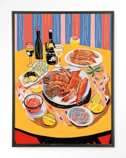 Wandkleed Fruits De Mer in maat en frame naar keuze