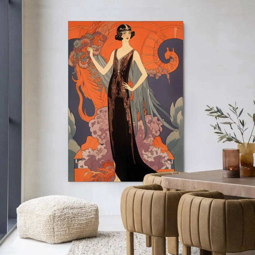 Wandkleed Gatsby Lady in maat en frame naar keuze