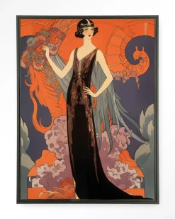 Wandkleed Gatsby Lady in maat en frame naar keuze