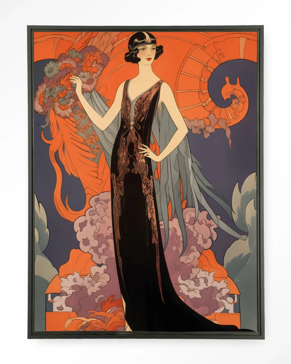 Wandkleed Gatsby Lady in maat en frame naar keuze