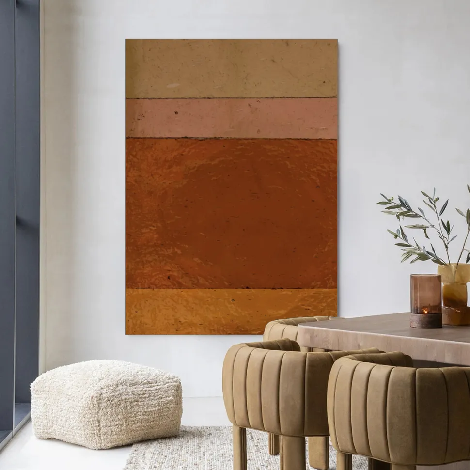 Wandkleed Geen Bruin Roze Achtig in maat en frame naar keuze