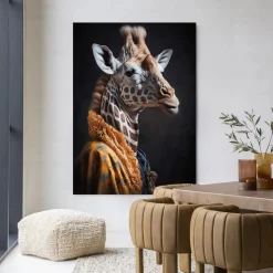 Wandkleed Giraffe in maat en frame naar keuze