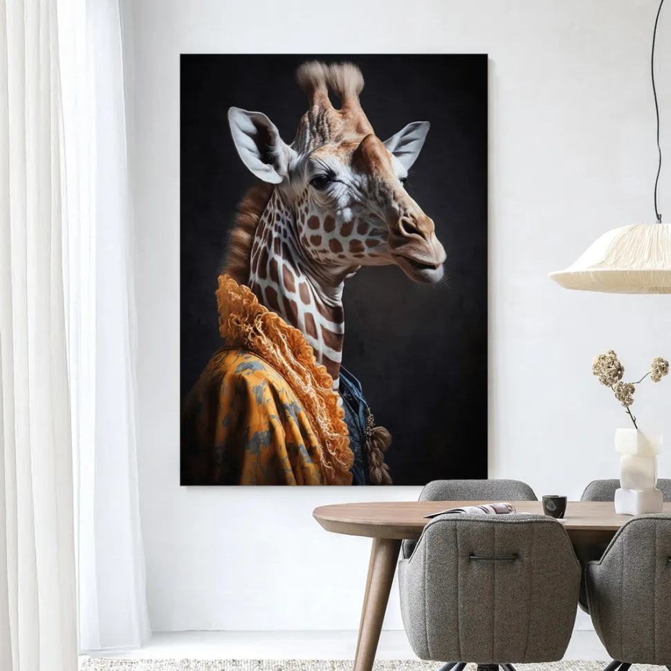 Wandkleed Giraffe in maat en frame naar keuze