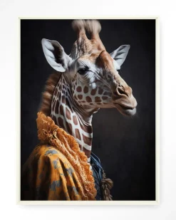 Wandkleed Giraffe in maat en frame naar keuze