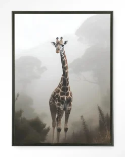 Wandkleed Giraffe Mist in maat en frame naar keuze