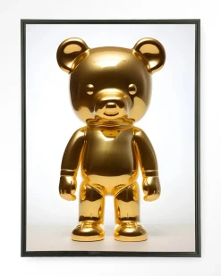 Wandkleed Golden Teddybear in maat en frame naar keuze