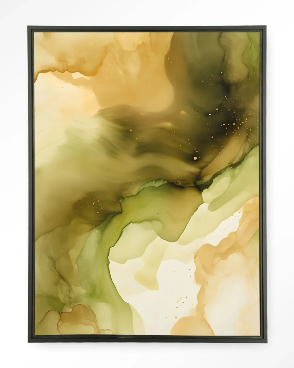 Wandkleed Green Flow in maat en frame naar keuze