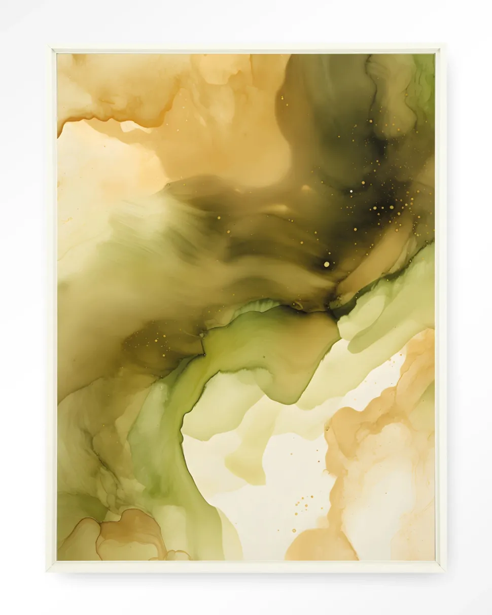 Wandkleed Green Flow in maat en frame naar keuze