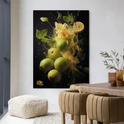 Wandkleed Green Fruit Explosion in maat en frame naar keuze