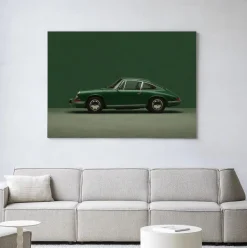 Wandkleed Green Porsche in maat en frame naar keuze