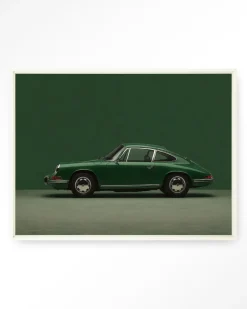 Wandkleed Green Porsche in maat en frame naar keuze