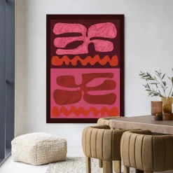 Wandkleed Groovy Pink in maat en frame naar keuze