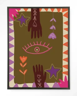 Wandkleed Hands in maat en frame naar keuze