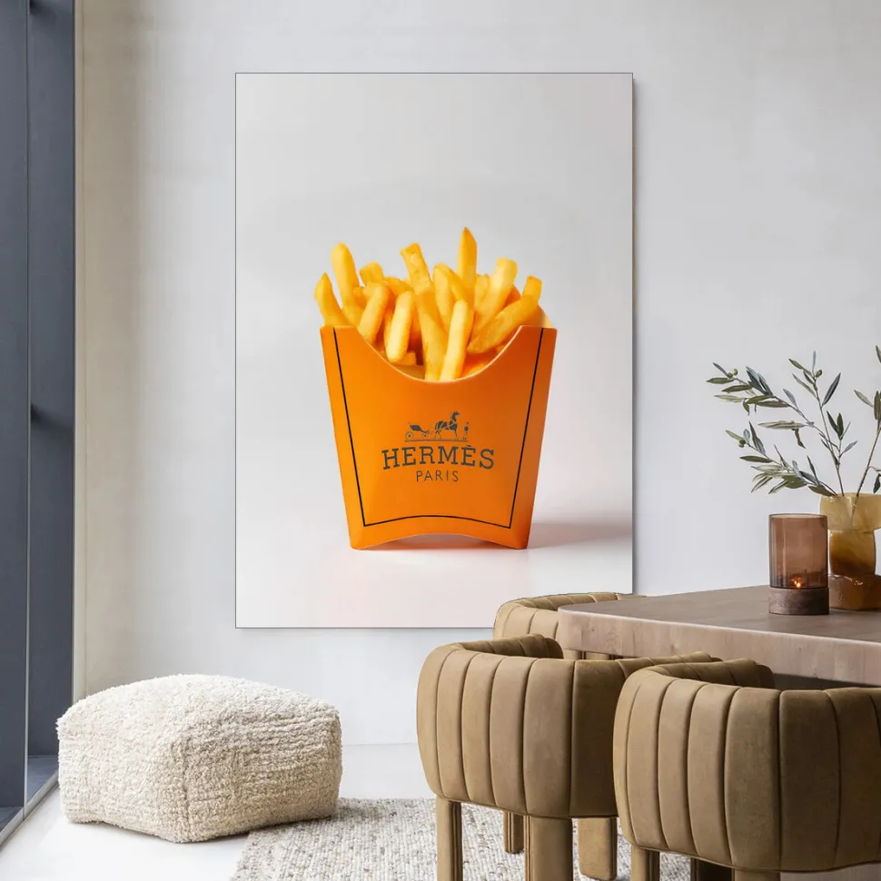 Wandkleed Hermes Fries in maat en frame naar keuze