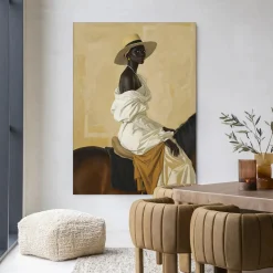 Wandkleed Horseriding Lady in maat en frame naar keuze