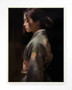 Wandkleed Kimono Tales in maat en frame naar keuze